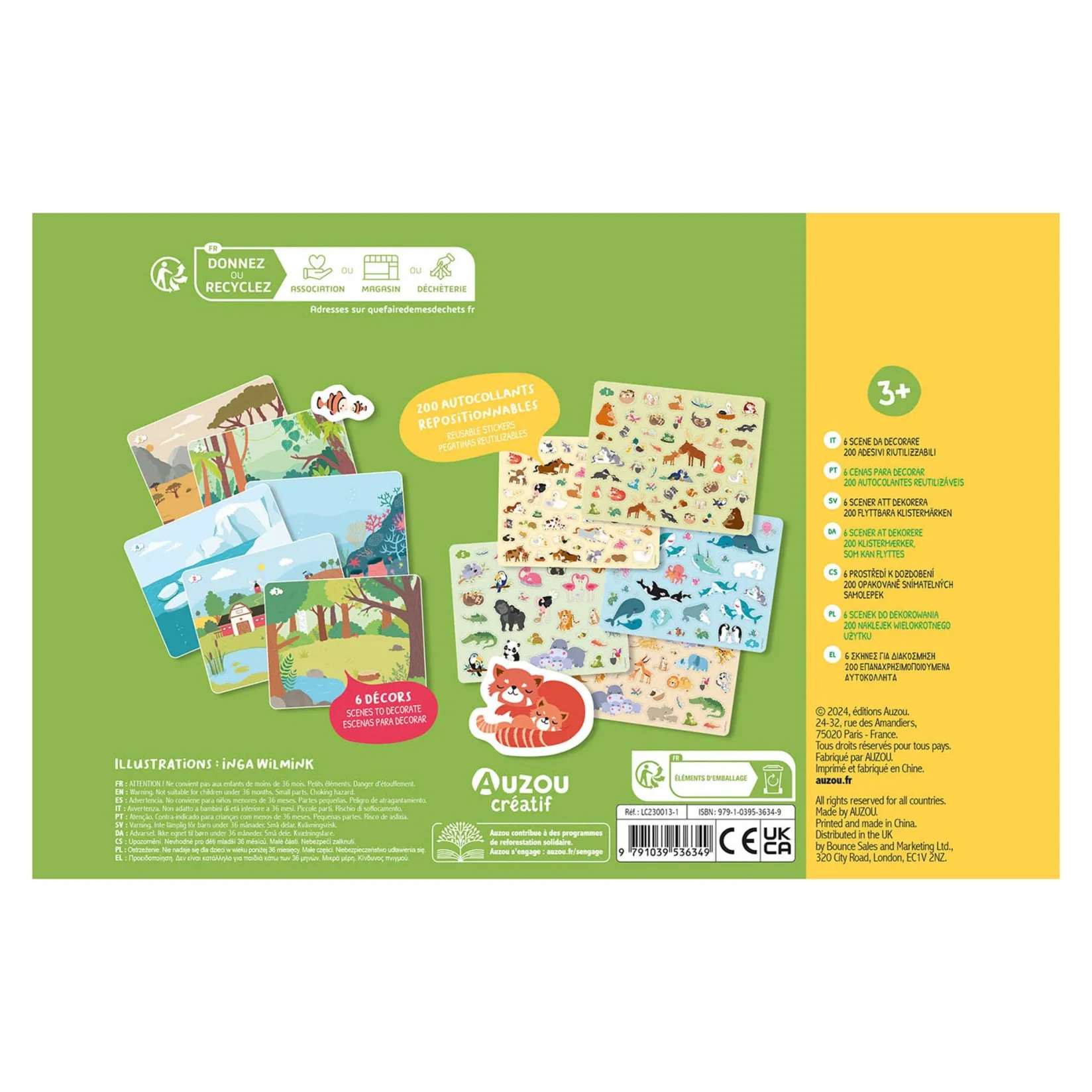 4 Years And Over|2 Years And Over>Auzou 200 Autocollants Bébés Animaux