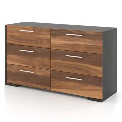 New 6 Drawers Chest - Slate Walnut Storage Furniture