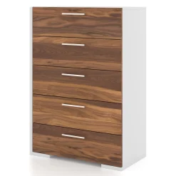 Storage Furniture>Meuble Meq 5 Drawers Chest - White Walnut