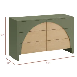 Online 6 Drawers Chest Moab - Olive/Ash (Assembled) Storage Furniture