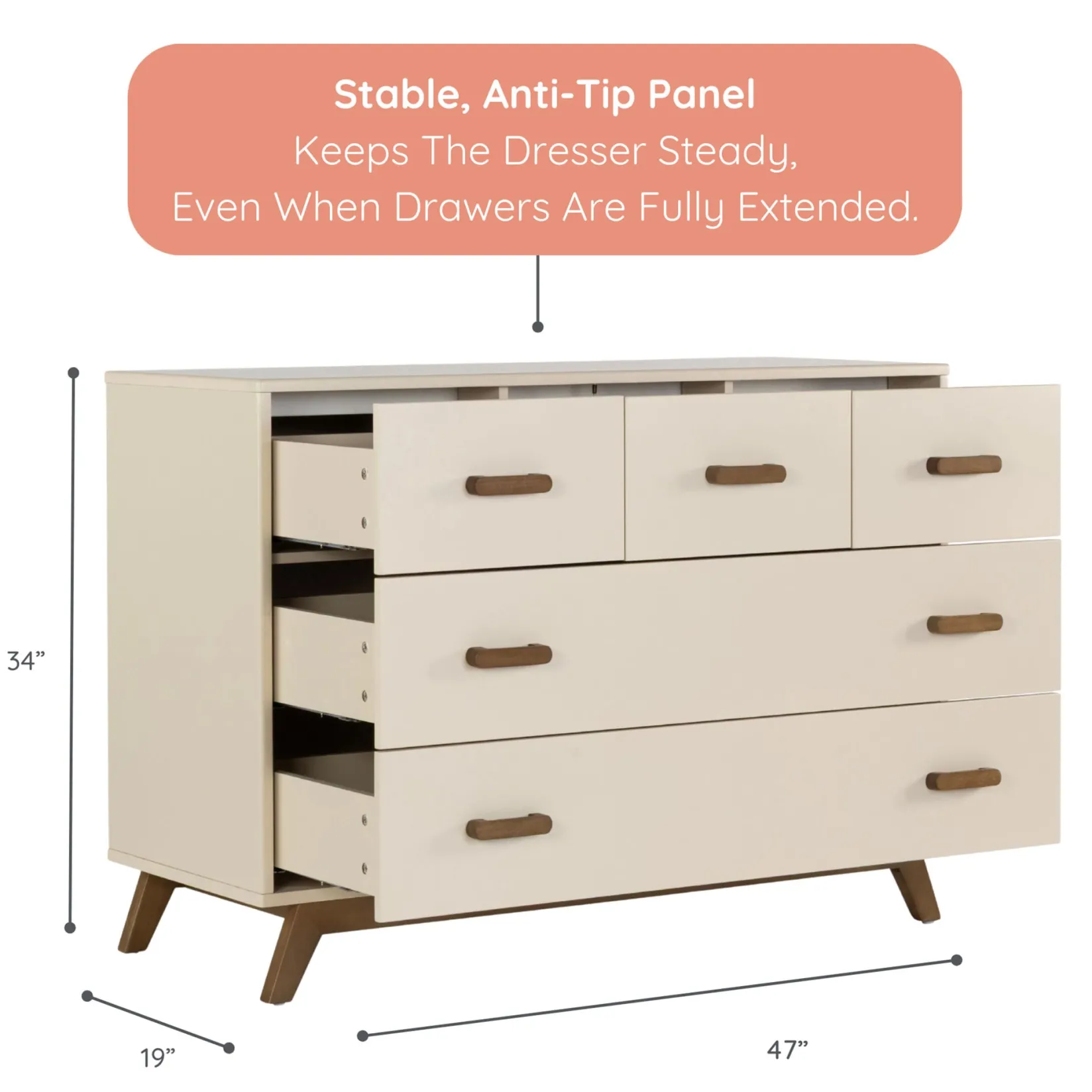 Storage Furniture>Dadada Baby 5 Drawers Dresser Chest - Almont Walnut