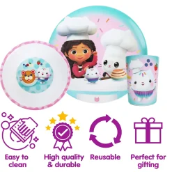 Hot 3 Pieces Set - Gabby's Dollhouse Kids Breastfeeding|Tableware