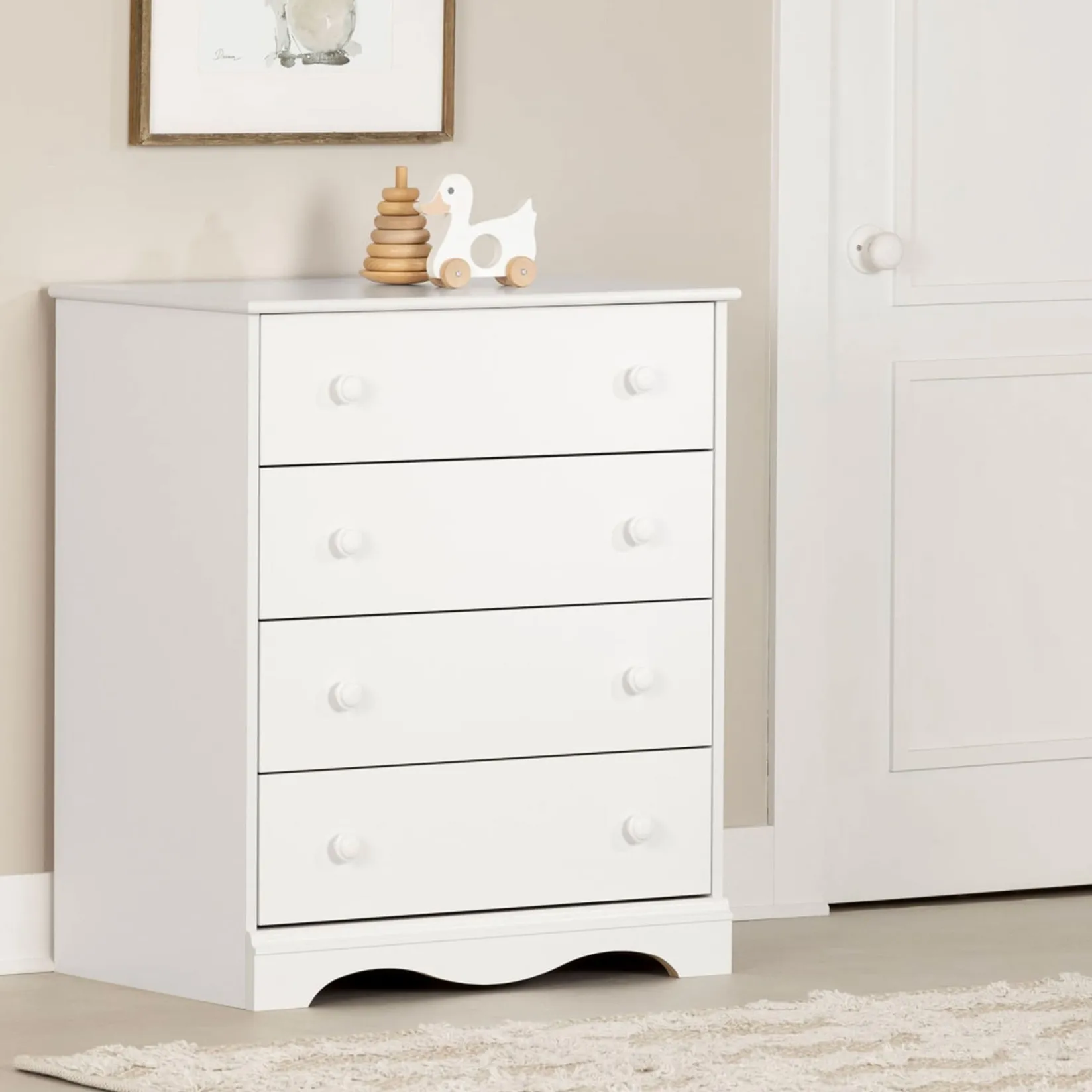 Storage Furniture>South Shore Angel 4-Drawer Chest - Pure White