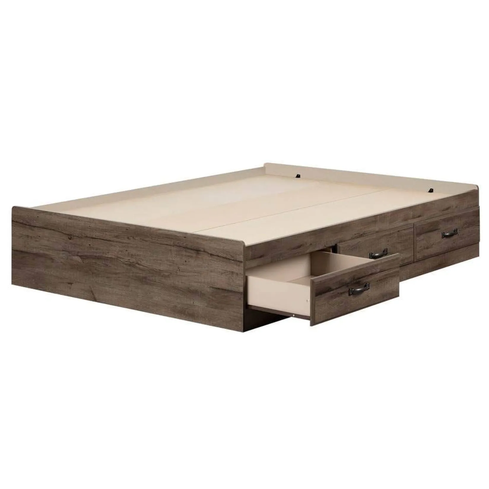 Hot Asten Double Bed with 3 Storage Drawers - Fall Oak Twin, Full & Queen Beds