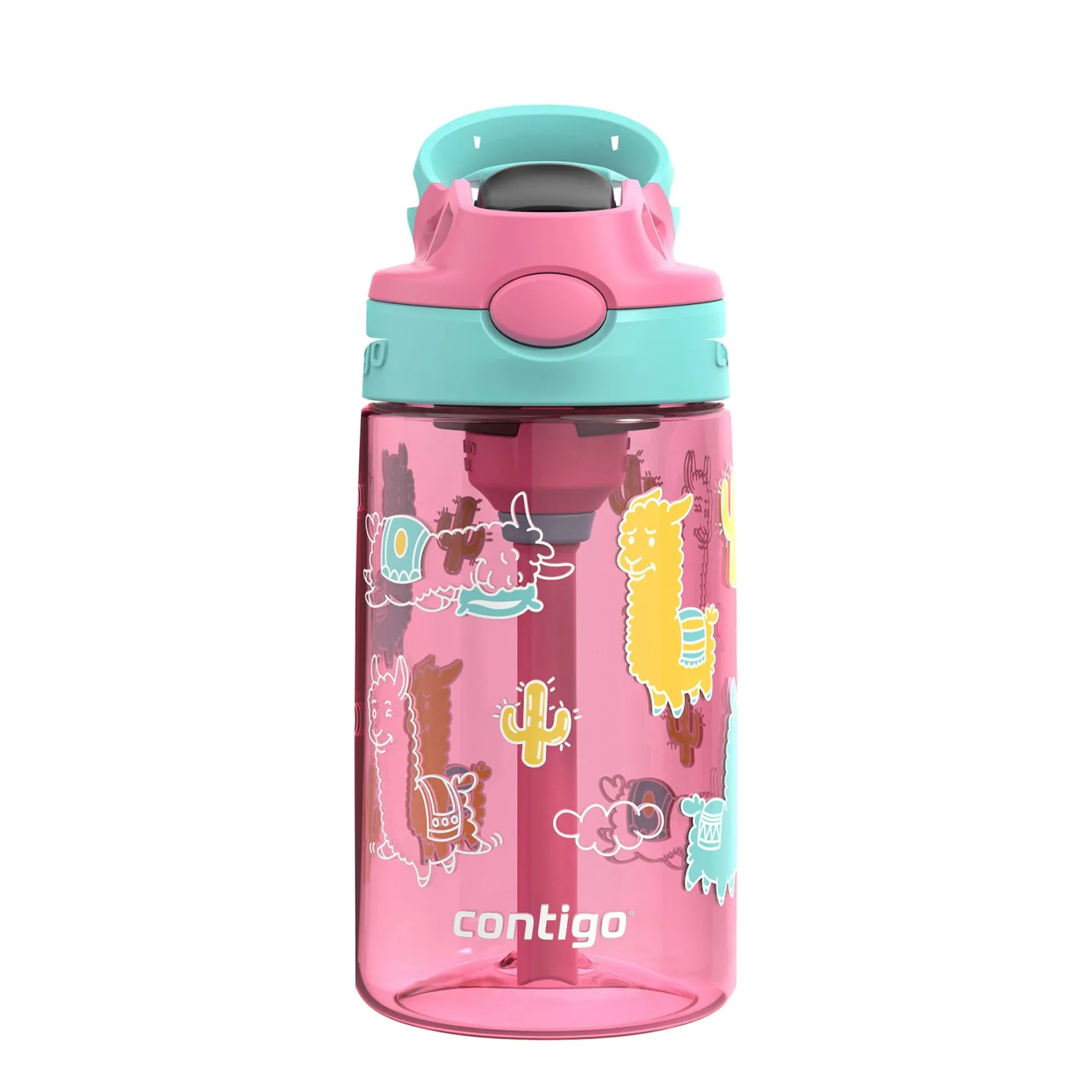 Tableware|Bottles & Insulated Bottles>Contigo Aubrey Leak-Proof Spill-Proof Water Bottle - Azalea Jade Llama 14 oz