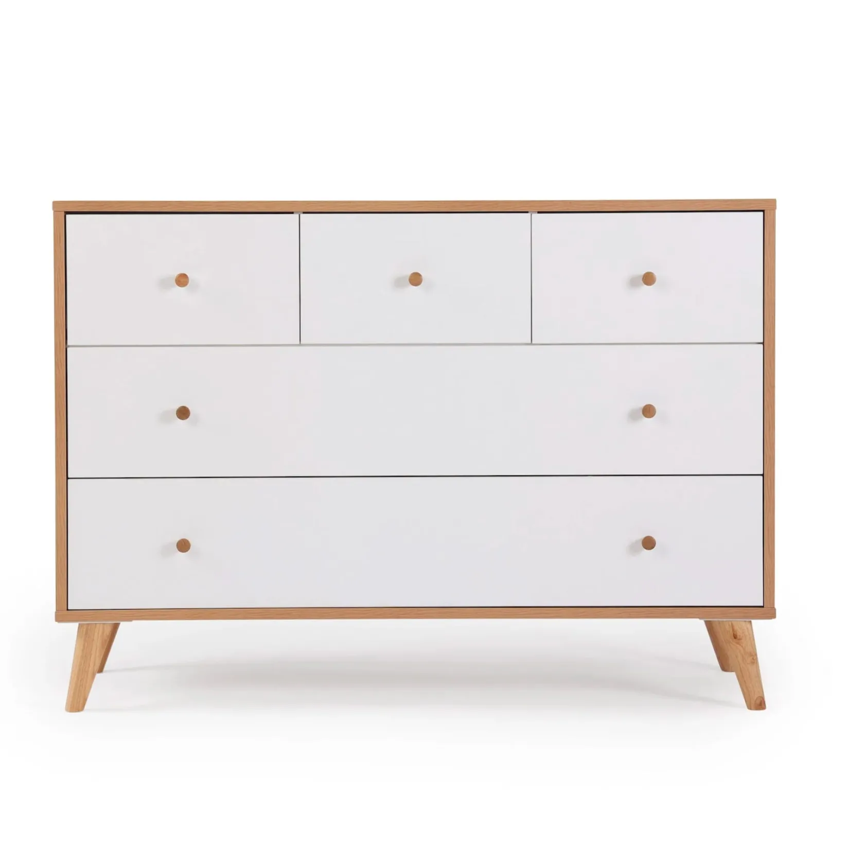 Clearance Austin 5 Drawers Dresser - Whthe / Red Oak Storage Furniture