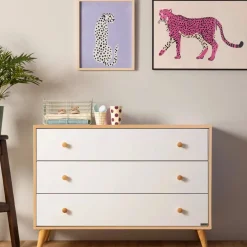Hot Austin 3-Drawer Dresser - White / Red Oak Storage Furniture