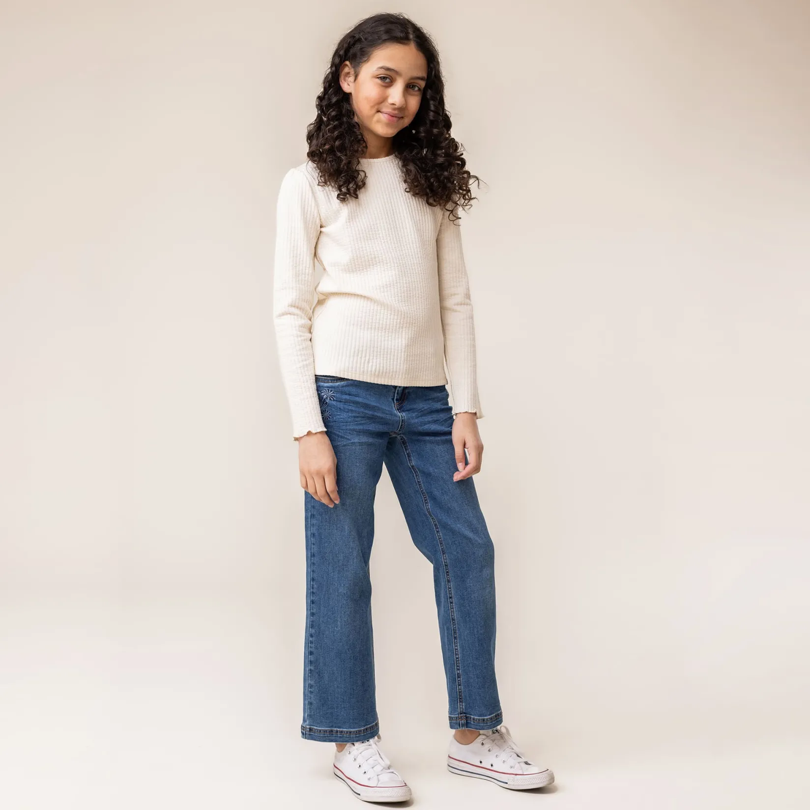 Tops>Nano Autumn Ribbed T-shirt 2-12 Ivory