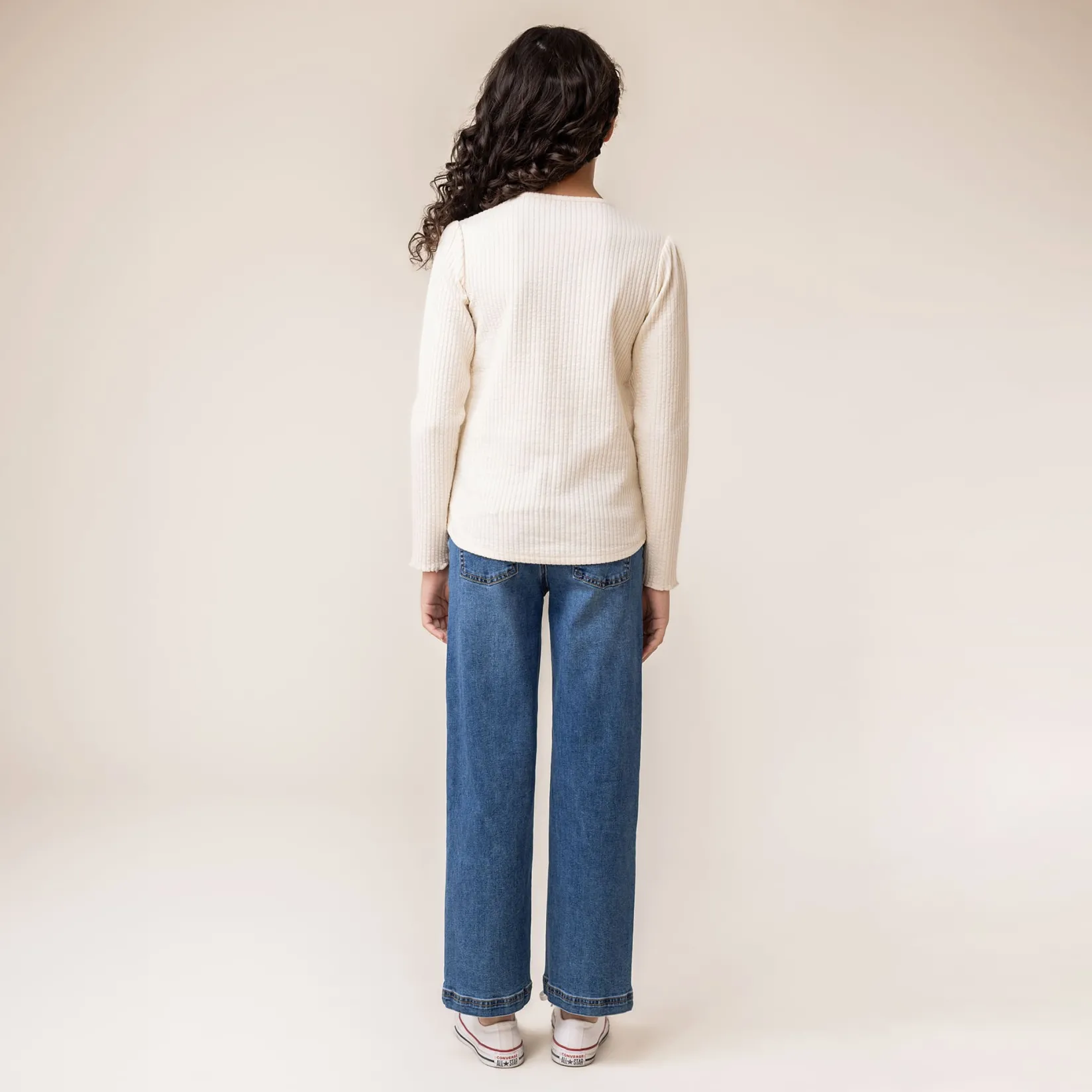 Tops>Nano Autumn Ribbed T-shirt 2-12 Ivory