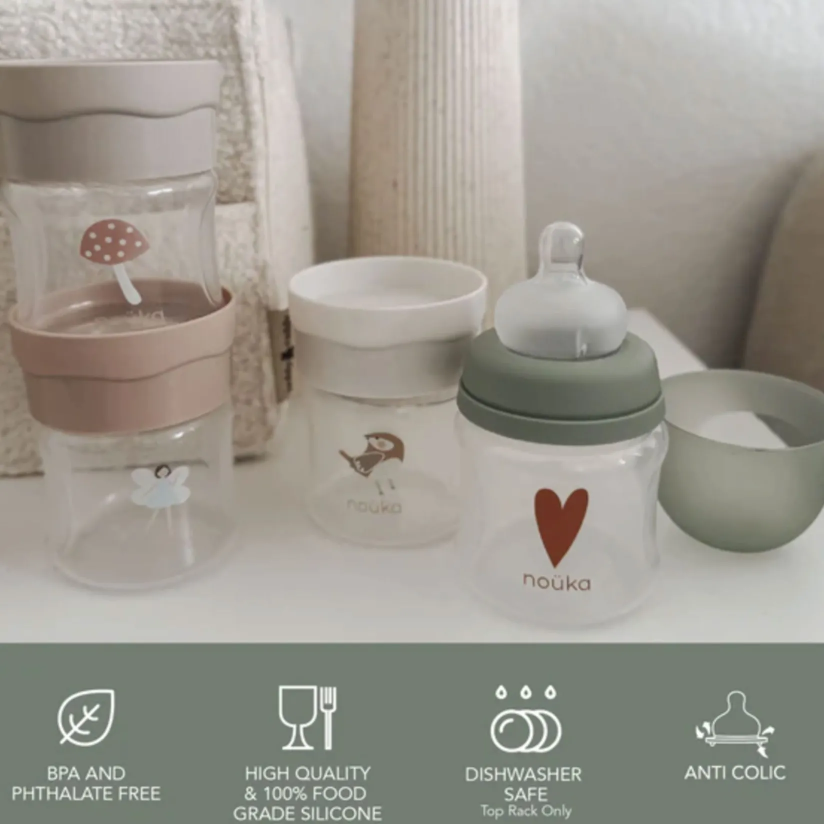 Bottles & Nipples|Breastfeeding>Nouka Baby Bottle & Milk Storage Kit - Woodland