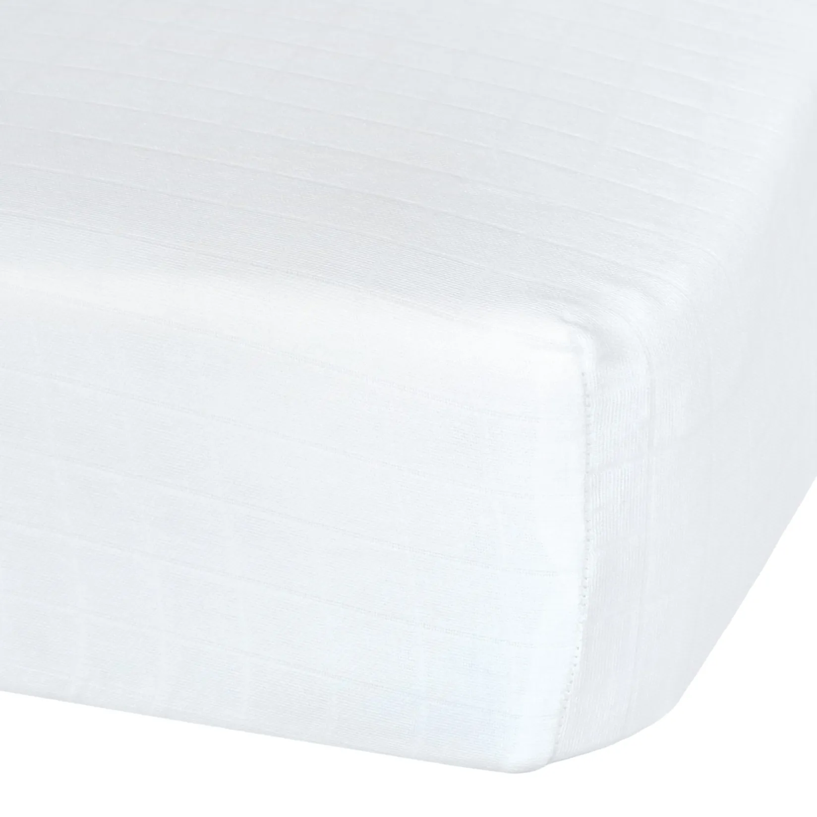 Sheets|Bedding>Perlimpinpin Baby Crib Fitted Sheet - White Muslin