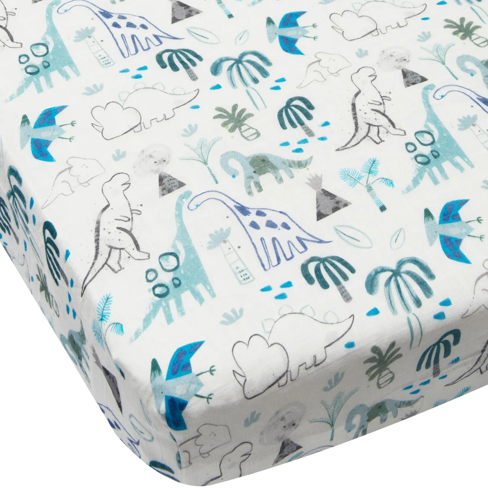 Online Bamboo Muslin Fitted Crib Sheet - Dinosaurs Begins Kids Sheets|Bedding