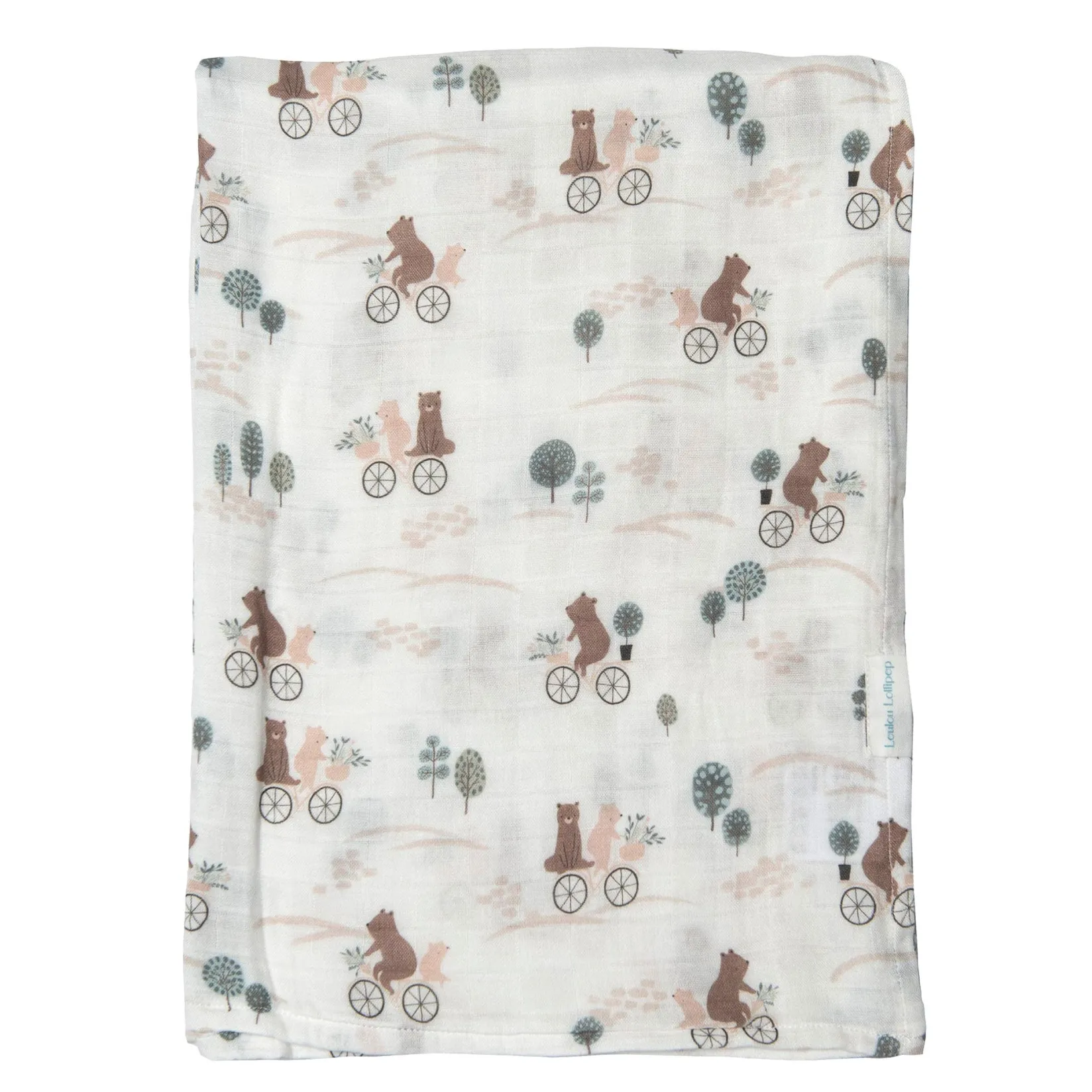 Blankets|Blankets>Loulou Lollipop Bamboo Muslin Swaddle Blanket - Bears on Bikes