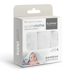 Hot Bamboo 6-Pack Washcloths - White Kids Towels & Wipes|Towels & Wipes