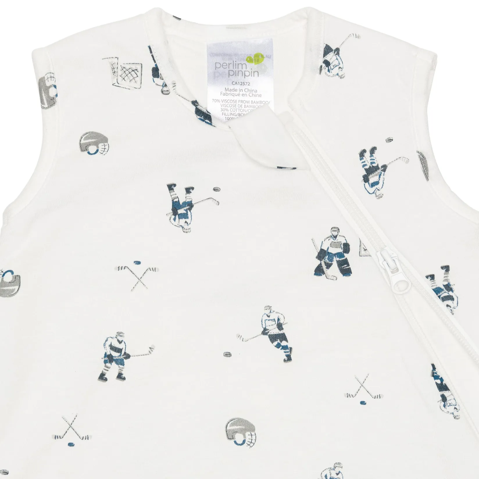 Sleep Bags|Pyjamas>Perlimpinpin Bamboo Sleep Bag 0-36 months - Hockey White