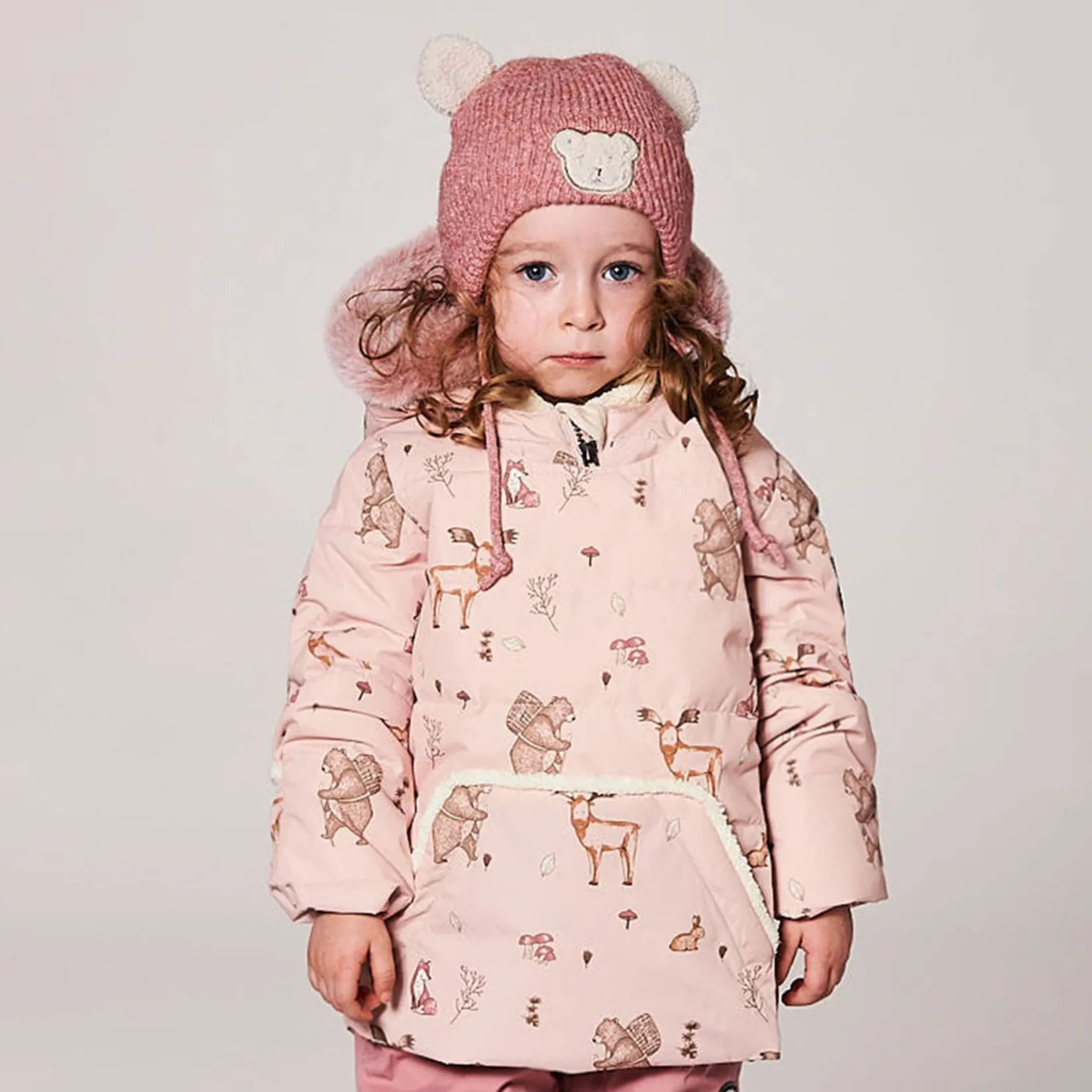 Beanies>Deux par Deux Bear Knit Hat 3-36m Pink
