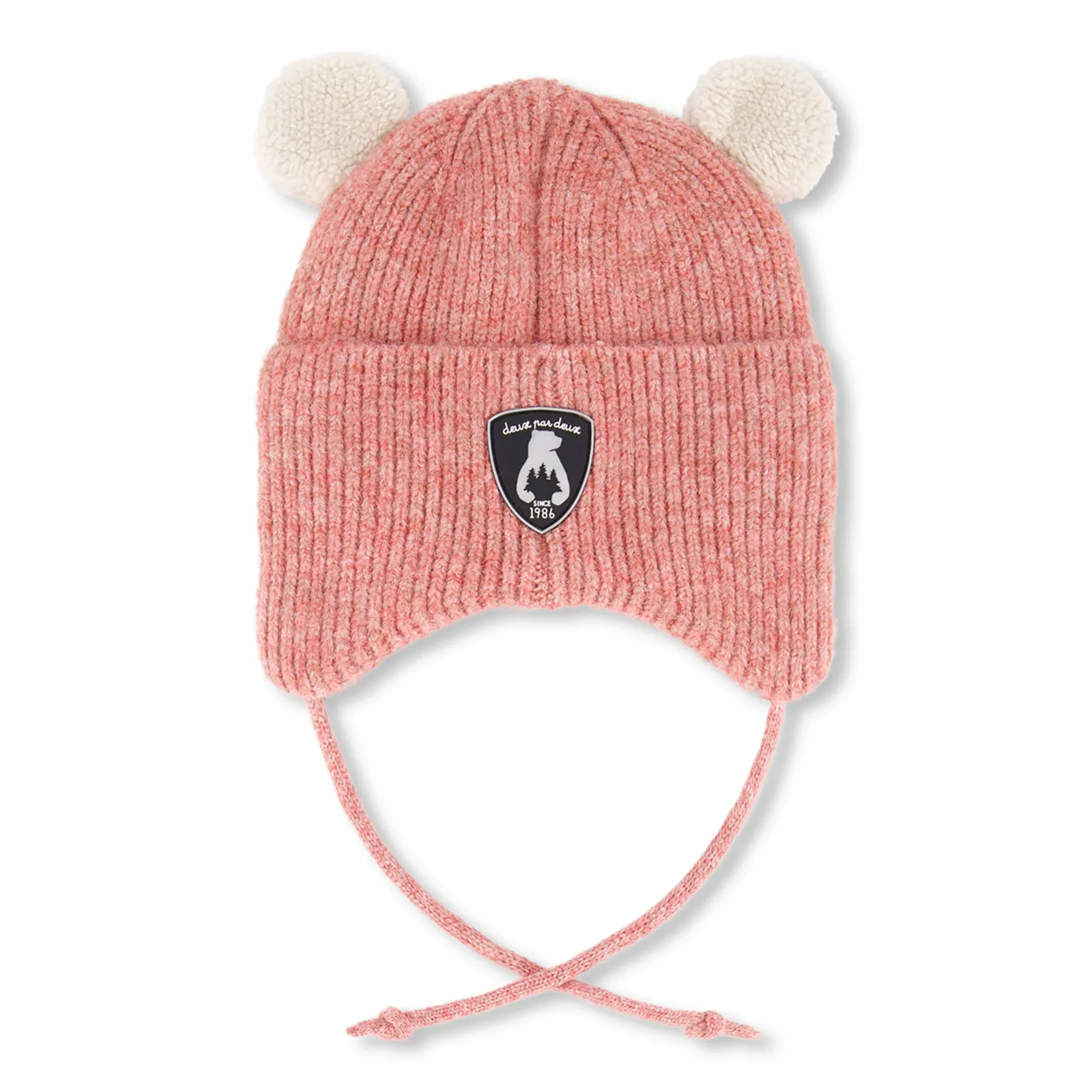 Beanies>Deux par Deux Bear Knit Hat 3-36m Pink