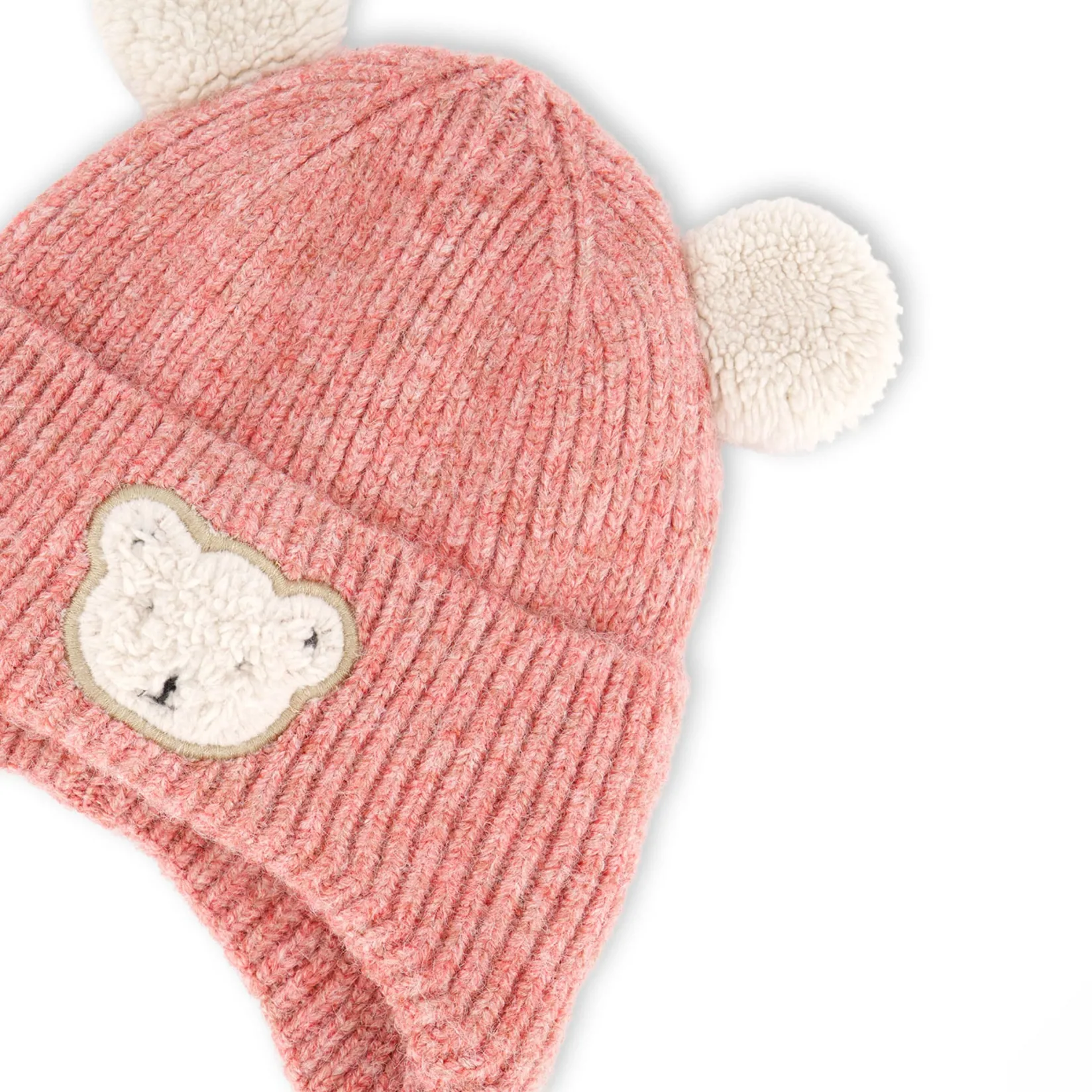 Beanies>Deux par Deux Bear Knit Hat 3-36m Pink