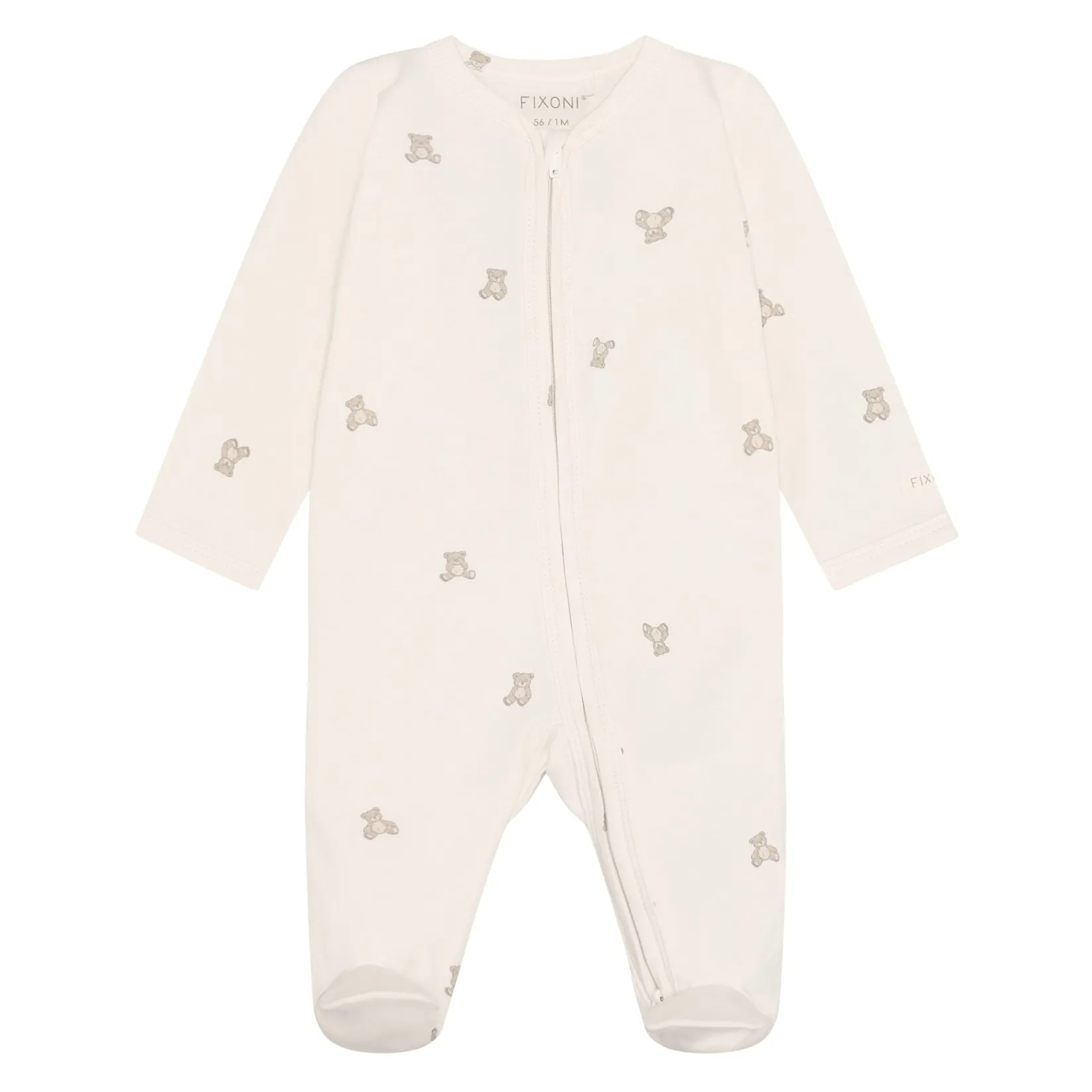 Preemie Clothing|Pajamas>Fixoni Bear Print Nightsuit P-24m Ivory