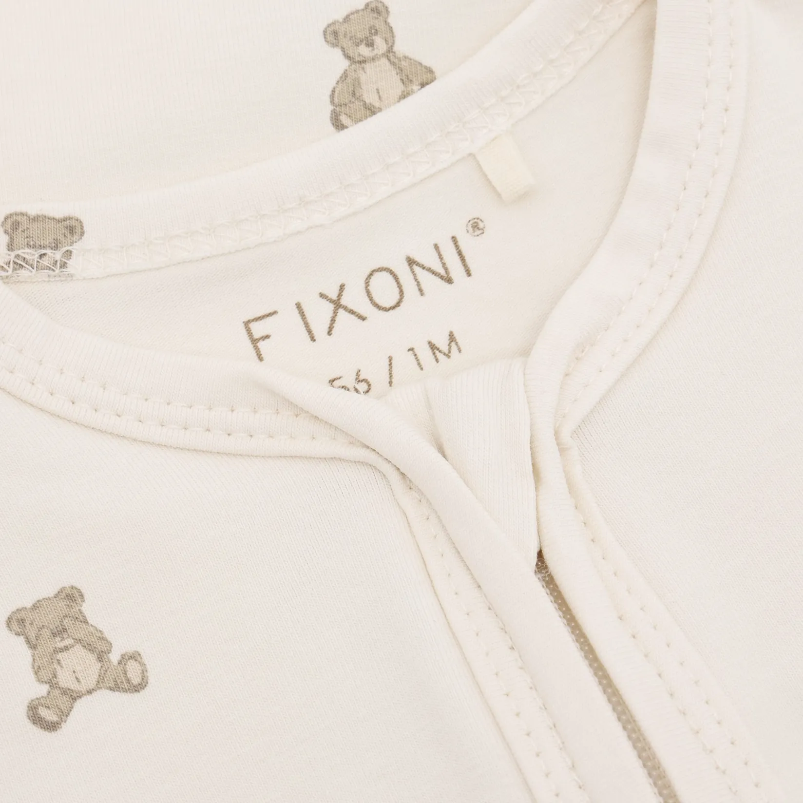 Preemie Clothing|Pajamas>Fixoni Bear Print Nightsuit P-24m Ivory
