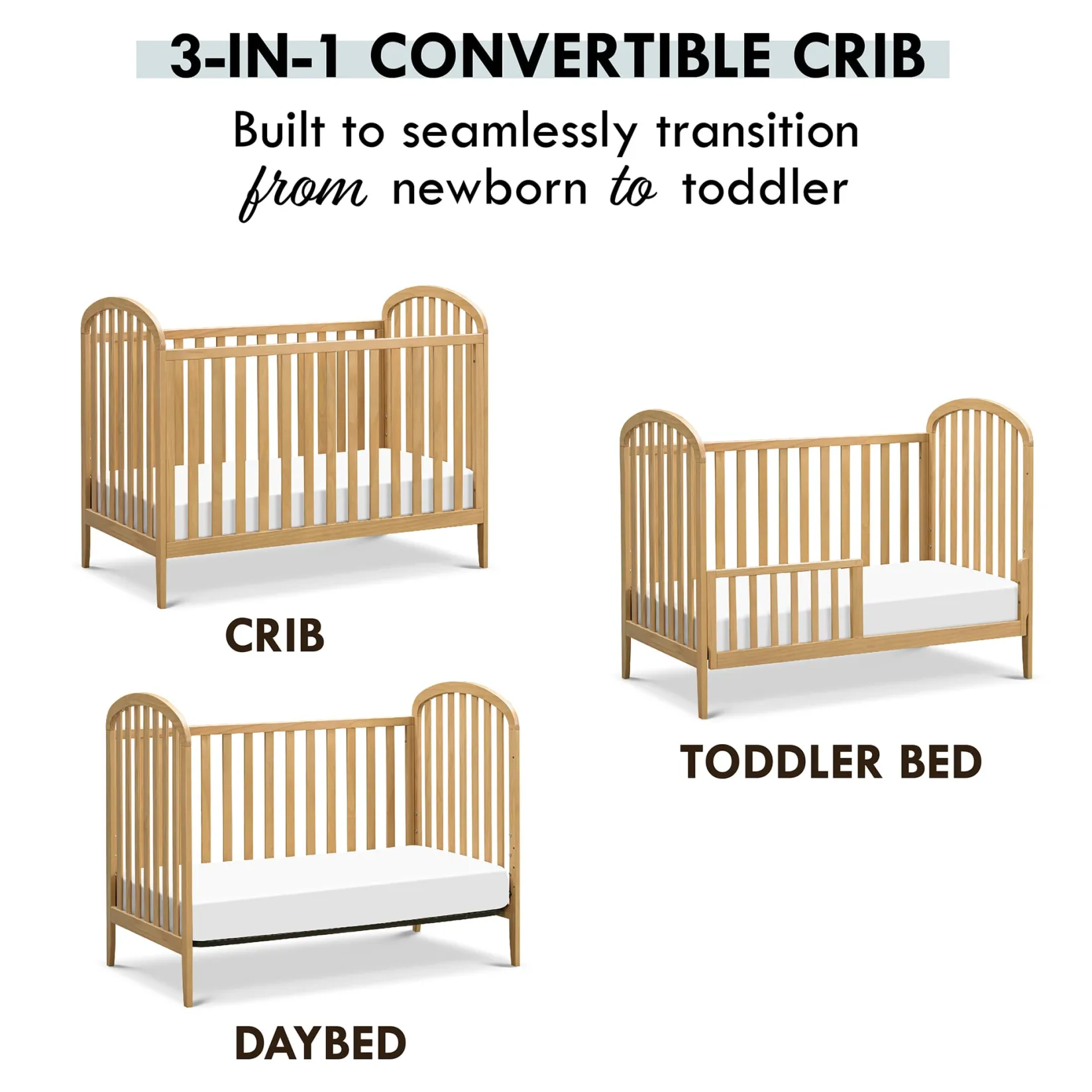 Discount Beau 3-in-1 Convertible Crib - Honey Cribs & Mattresses|Cribs & Mattresses