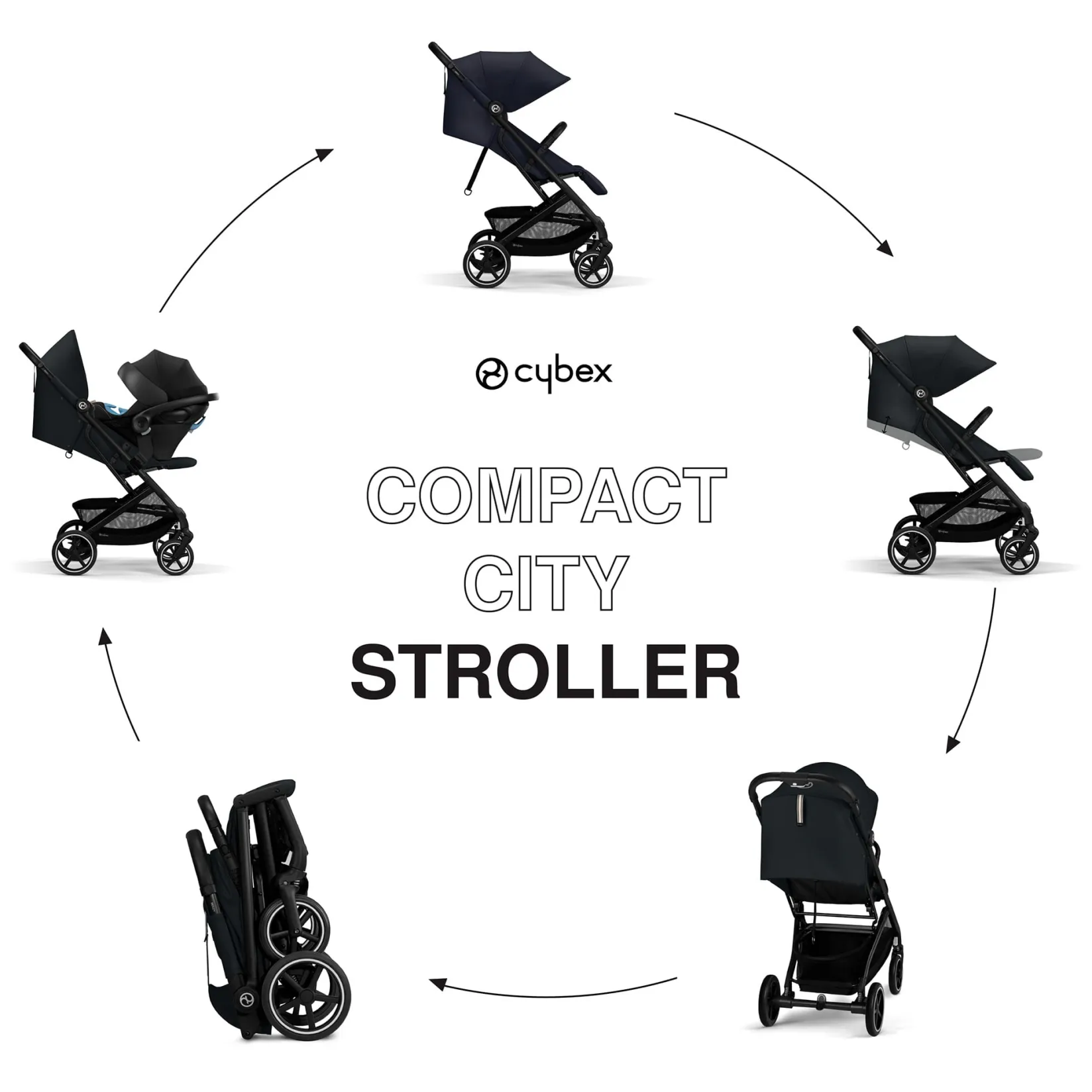 Strollers|Strollers & Trailers>Cybex Beezy 2 Compact City Stroller - Magic Black