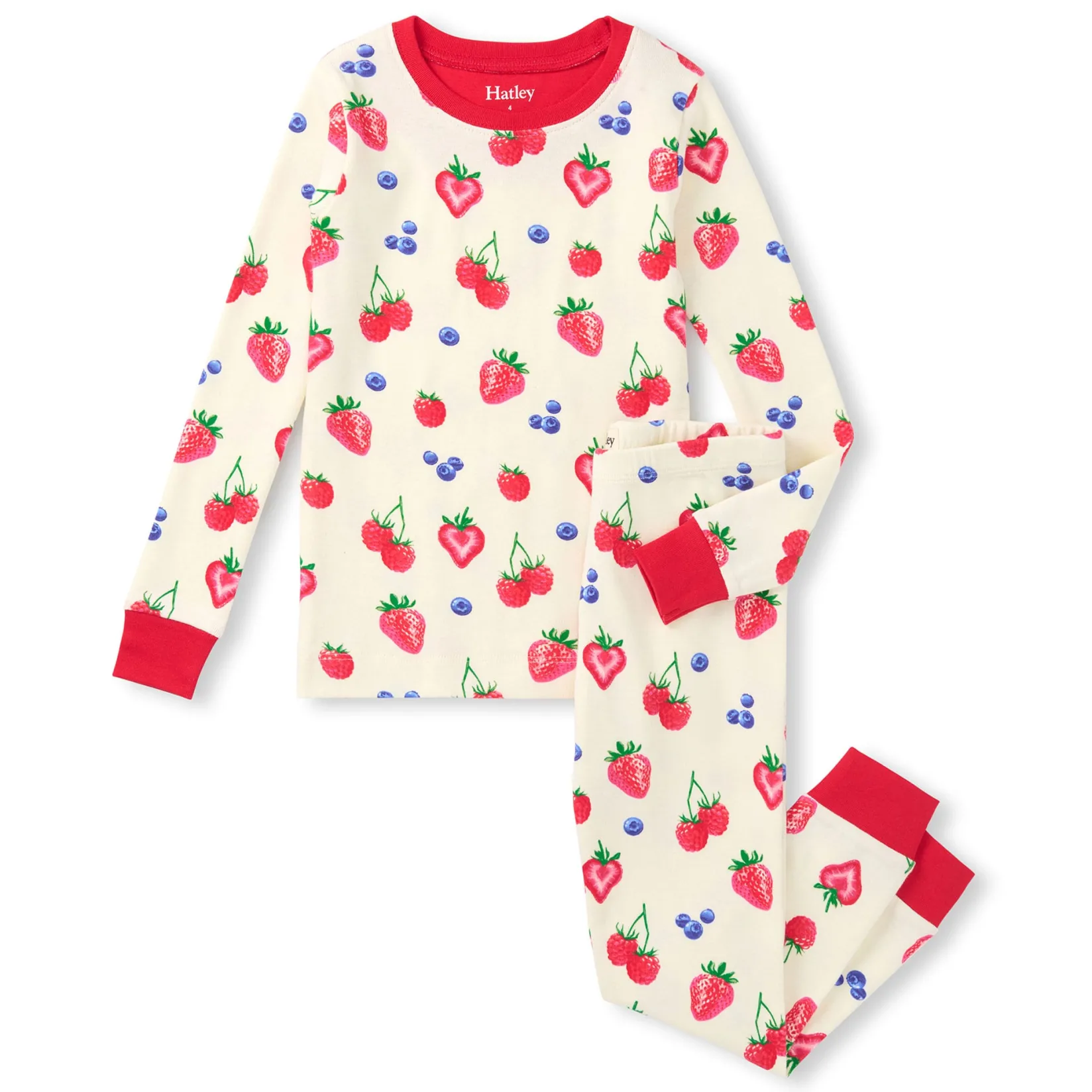Pajamas & Bathrobes>Hatley Berries Pajama Set 3-10 Ivory