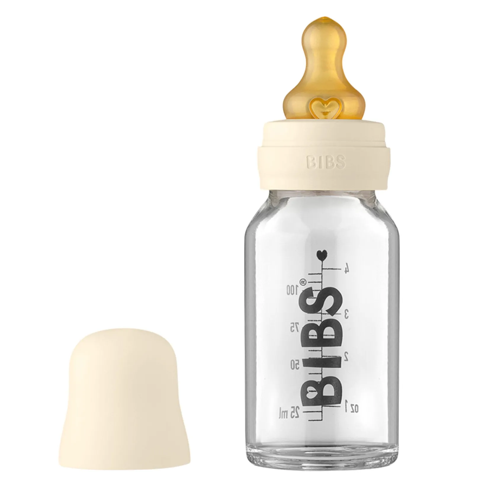 Clearance Baby Glass Bottle Complete Set Latex 110ml - Ivory Bottles & Nipples|Breastfeeding