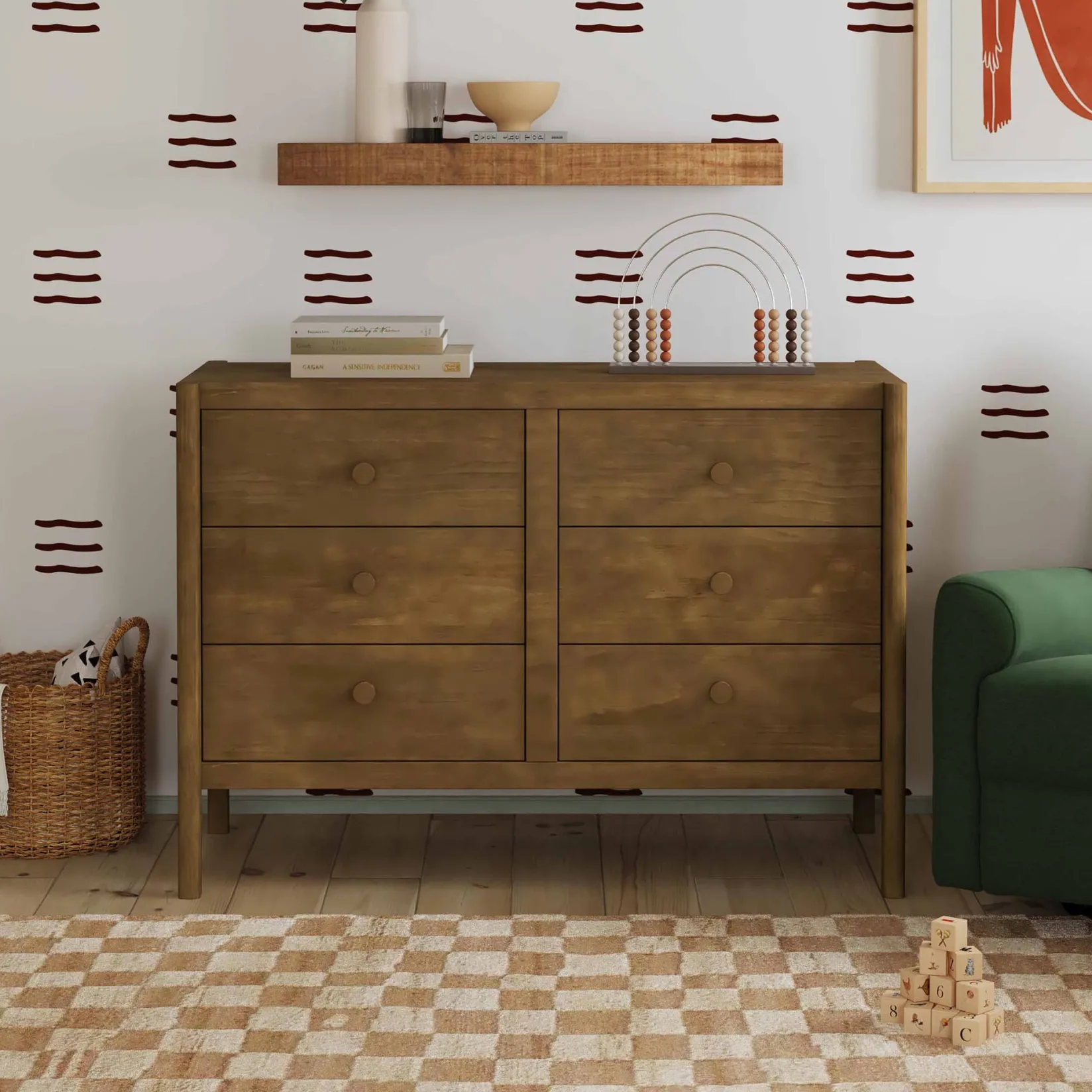Outlet Birdie 6-Drawer Dresser - Walnut Storage Furniture