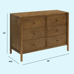 Outlet Birdie 6-Drawer Dresser - Walnut Storage Furniture