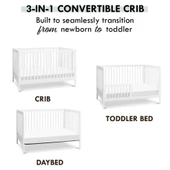 New Birdie 3-in-1 Convertible Crib - White Cribs & Mattresses|Cribs & Mattresses