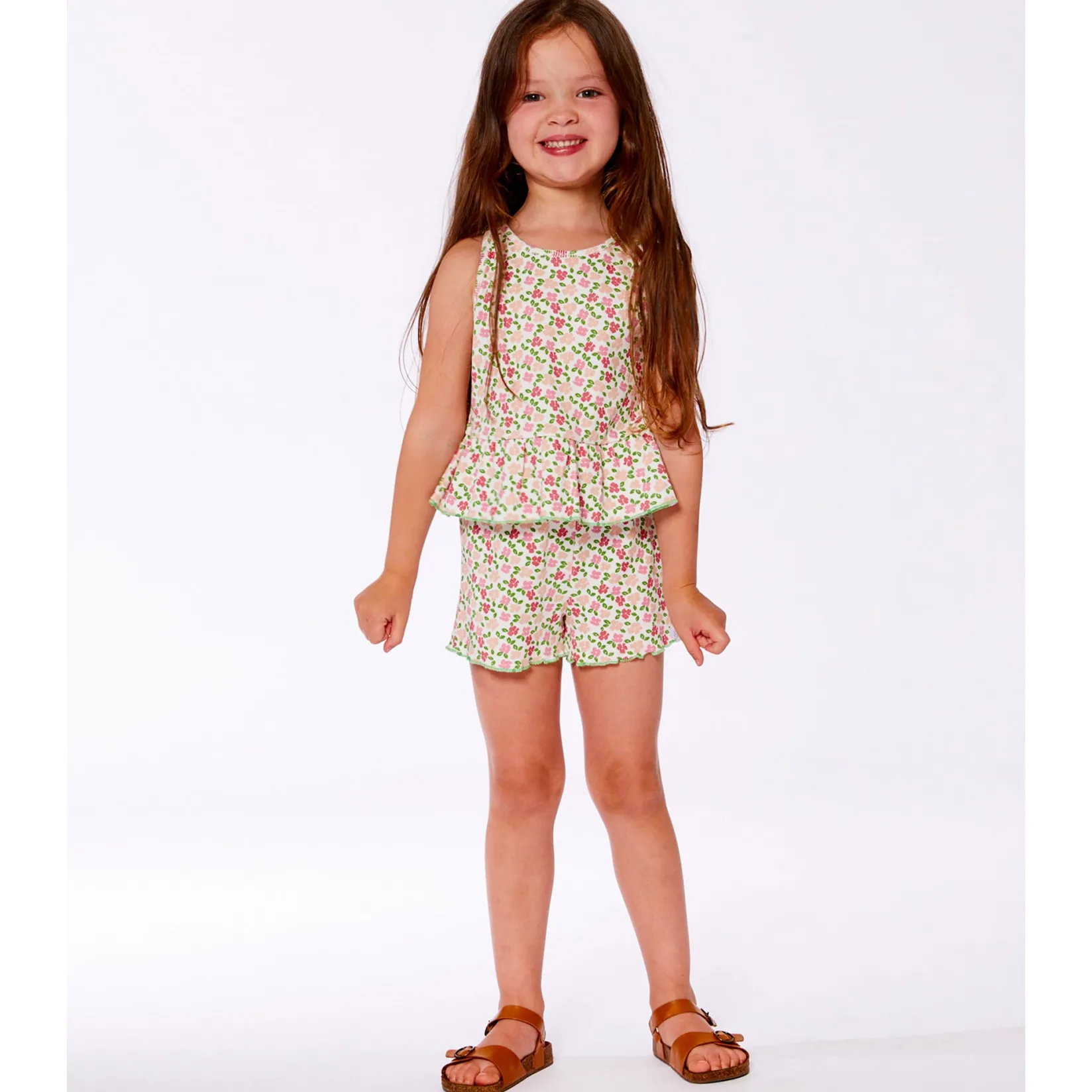 Tops>Deux par Deux Birds Flowers Tank Top 7-10y White