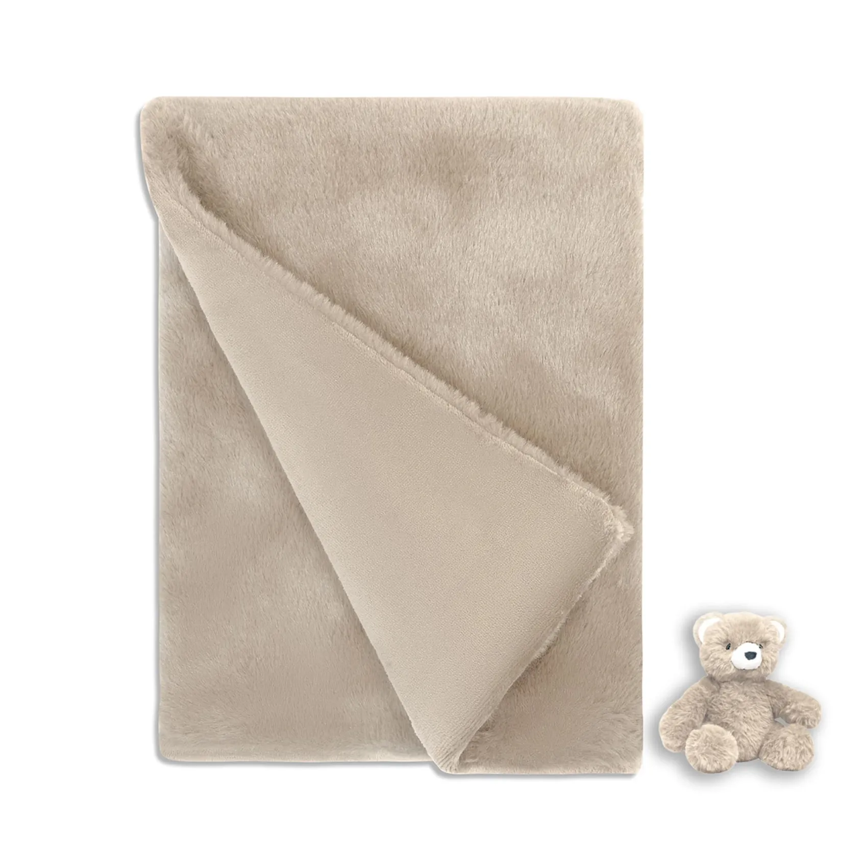 Blanket with Plush Friends- Taupe Kids Blankets|Blankets