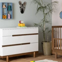 Clearance Bliss 6-Drawers Dresser - White / Walnut Storage Furniture