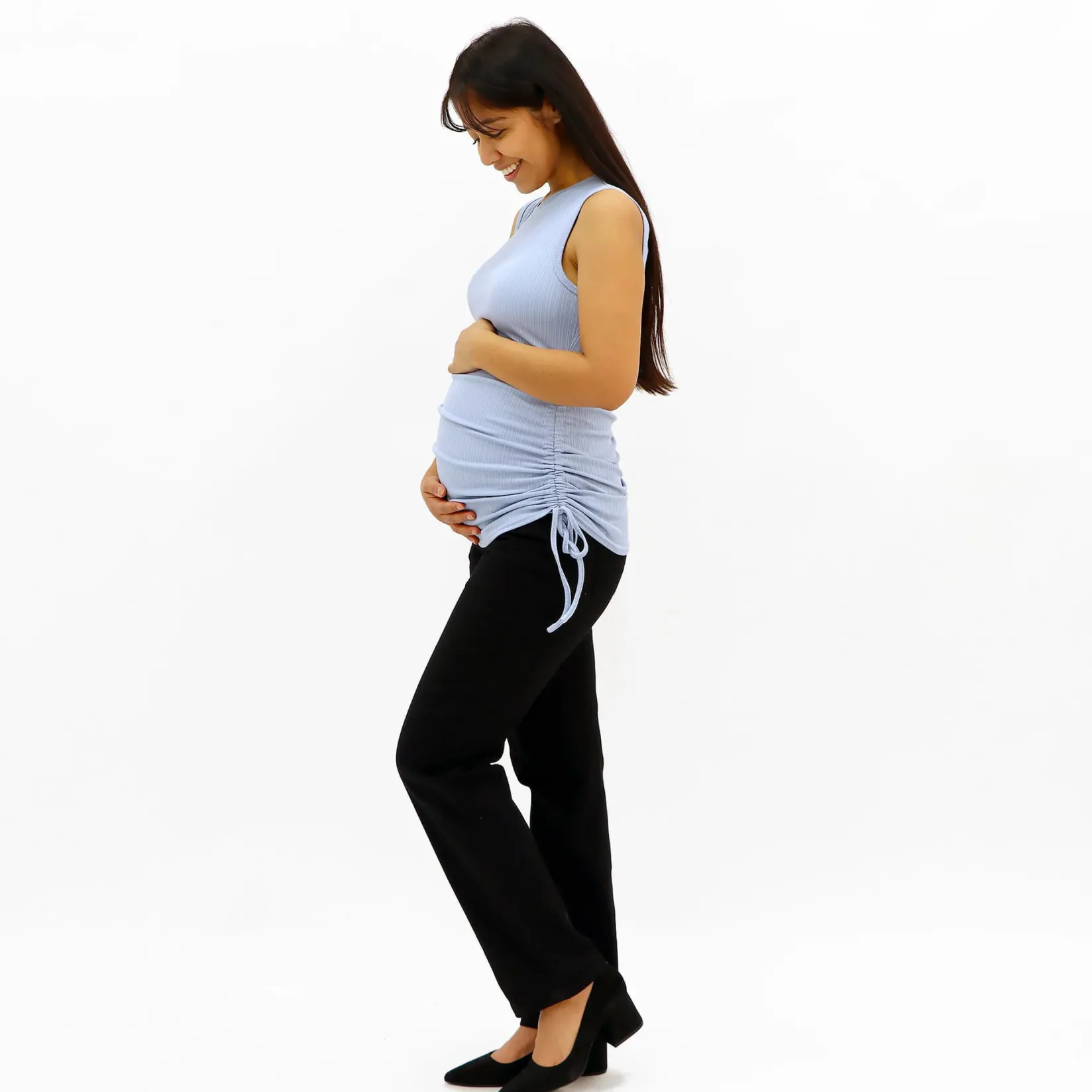 Tops>Bella Maternite Maternity Rib Tank Top Blue