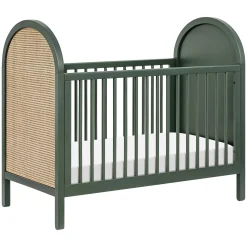 Cribs & Mattresses|Cribs & Mattresses>Babyletto Bondi Cane 3-in-1 Convertible Crib with Toddler Bed Kit - Green / Natural Cane