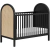 Cribs & Mattresses|Cribs & Mattresses>Babyletto Bondi Cane 3-in-1 Convertible Crib with Toddler Bed Kit - Black / Natural Cane