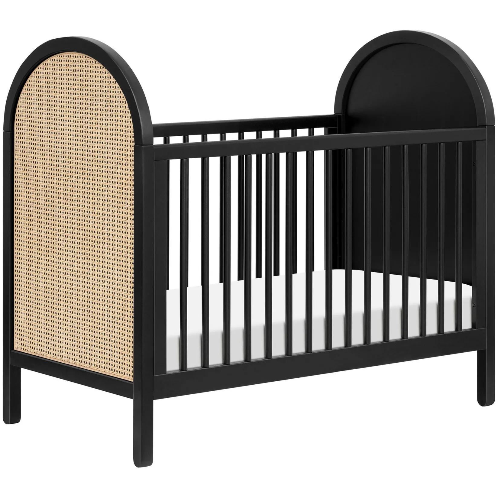 Cribs & Mattresses|Cribs & Mattresses>Babyletto Bondi Cane 3-in-1 Convertible Crib with Toddler Bed Kit - Black / Natural Cane