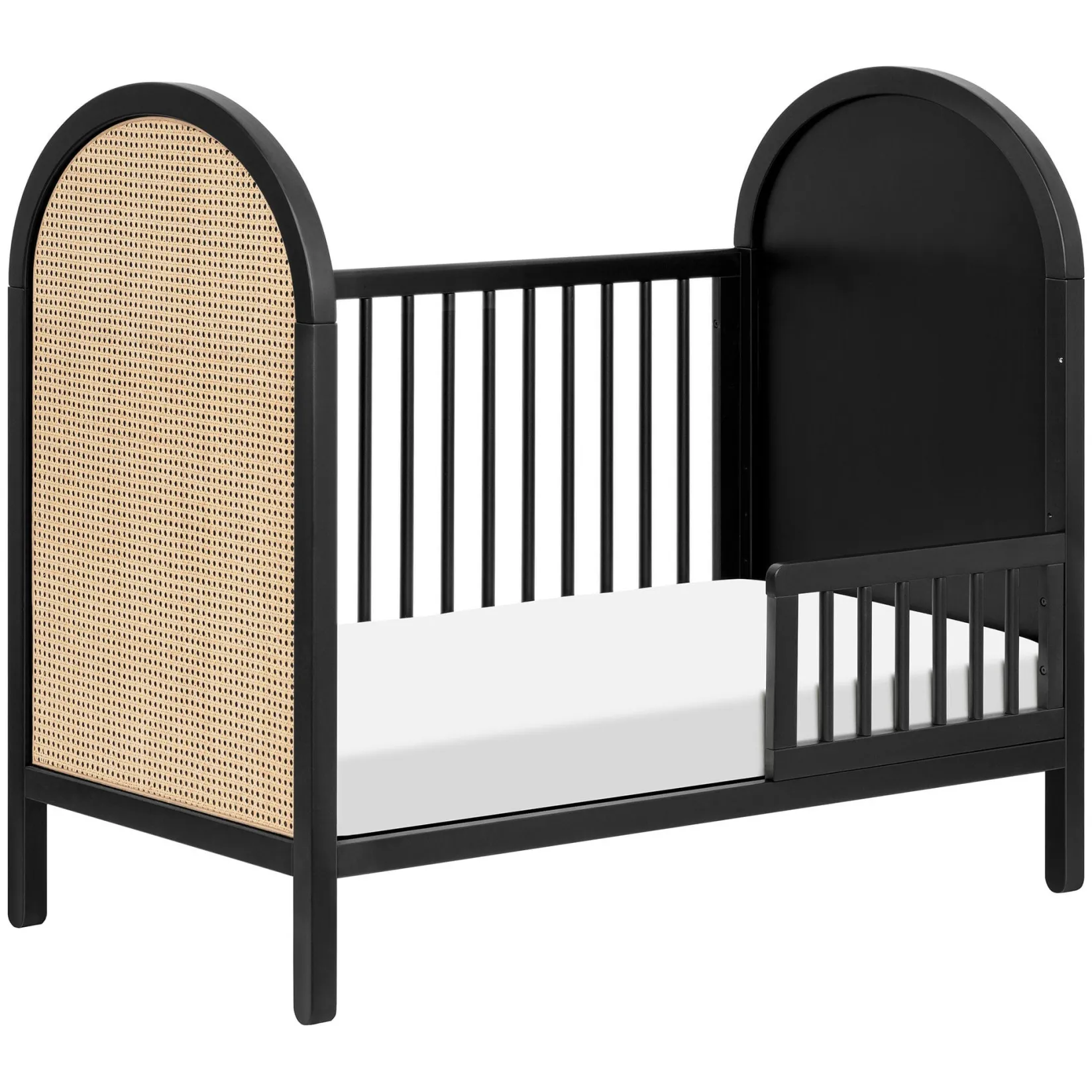 Cribs & Mattresses|Cribs & Mattresses>Babyletto Bondi Cane 3-in-1 Convertible Crib with Toddler Bed Kit - Black / Natural Cane