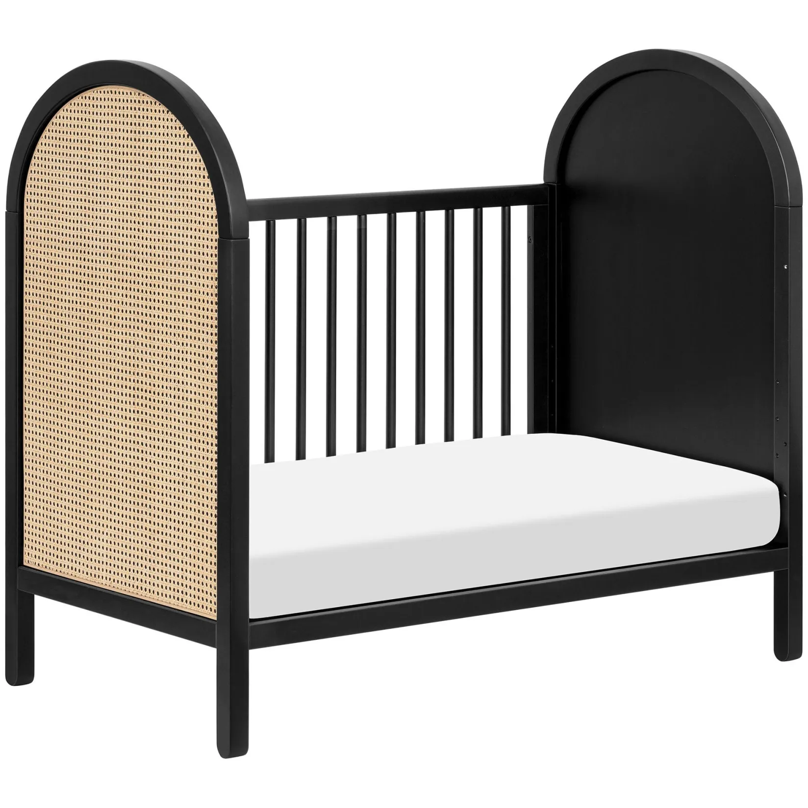 Cribs & Mattresses|Cribs & Mattresses>Babyletto Bondi Cane 3-in-1 Convertible Crib with Toddler Bed Kit - Black / Natural Cane