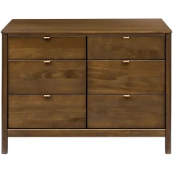 Discount Bondi 6-Drawer Assembled Dresser - Natural Walnut Storage Furniture