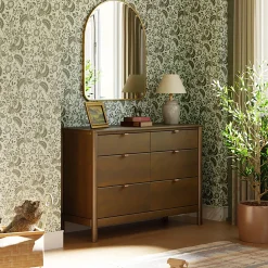 Discount Bondi 6-Drawer Assembled Dresser - Natural Walnut Storage Furniture