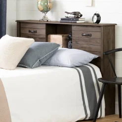 Clearance Bookcase Double Headboard with Doors - Ulysses Fall Oak Twin, Full & Queen Beds