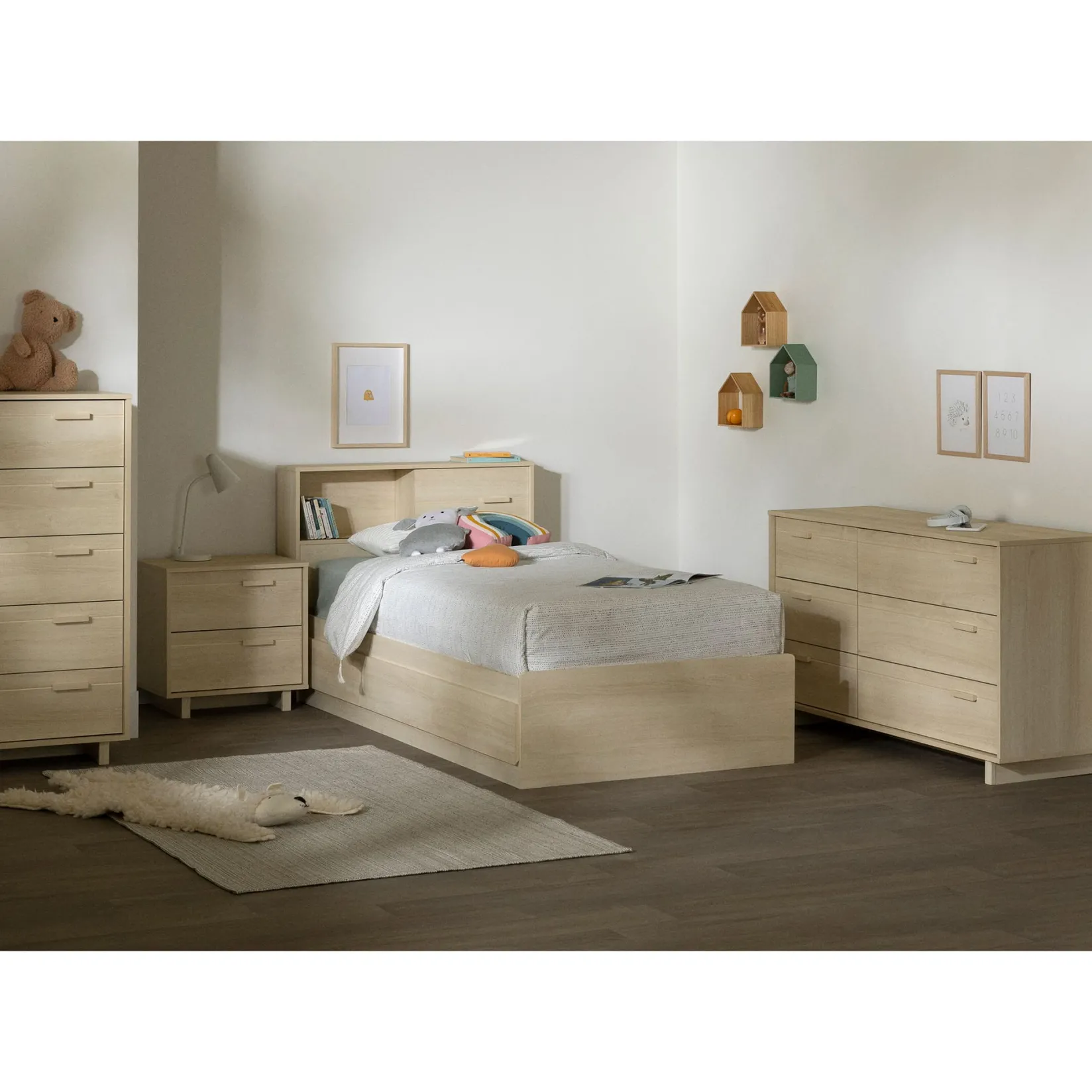 Twin, Full & Queen Beds>South Shore Bookcase Twin Headboard - Noah Bleached Oak