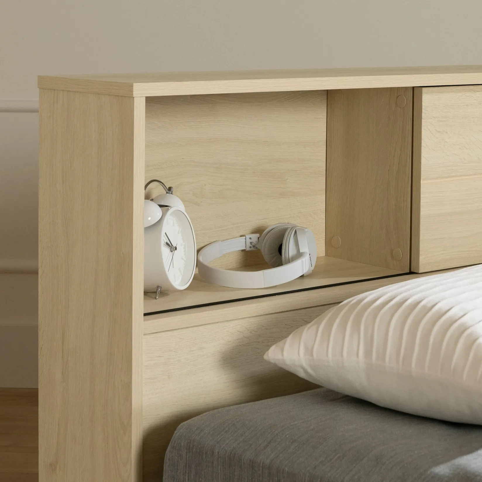 Twin, Full & Queen Beds>South Shore Bookcase Twin Headboard - Noah Bleached Oak