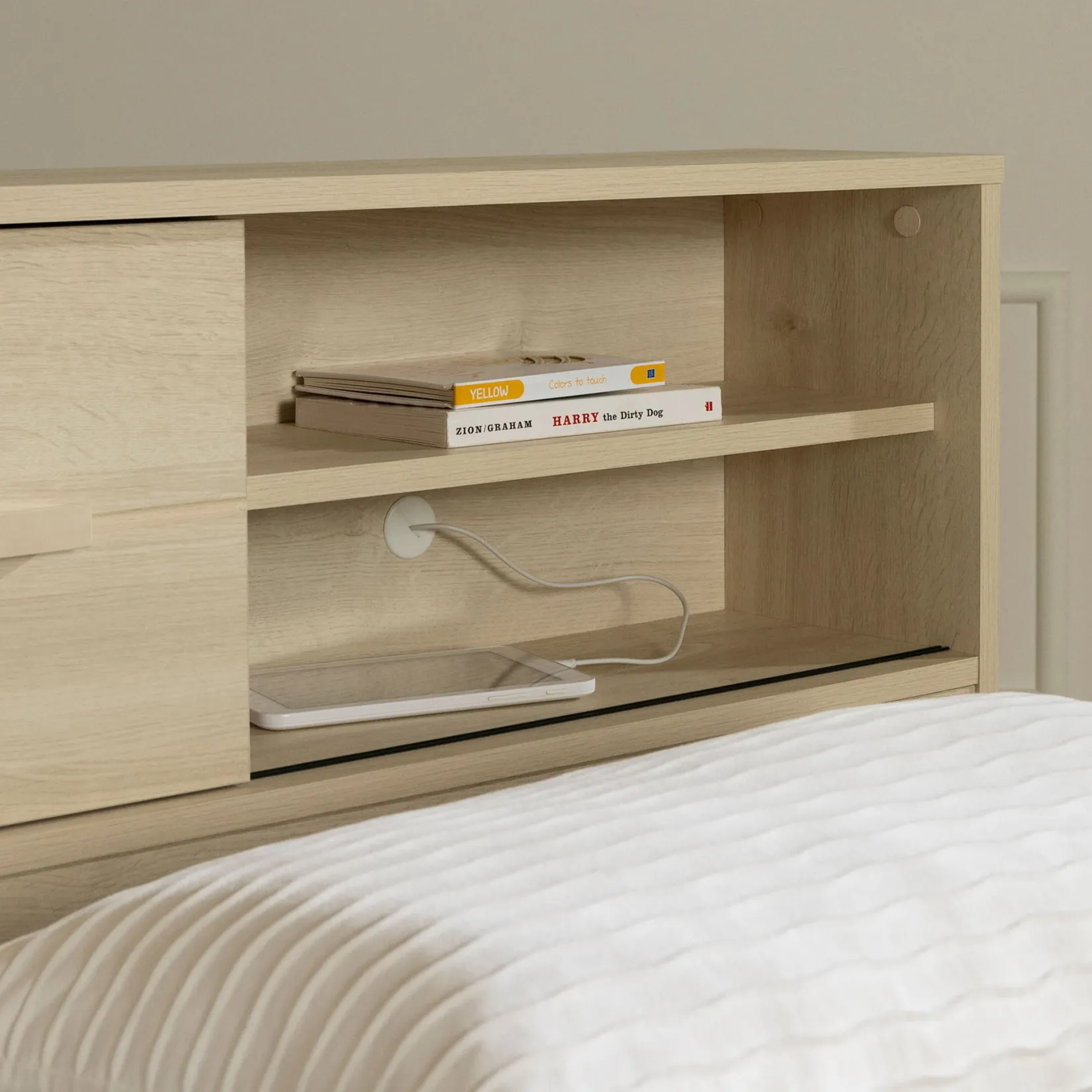 Twin, Full & Queen Beds>South Shore Bookcase Twin Headboard - Noah Bleached Oak