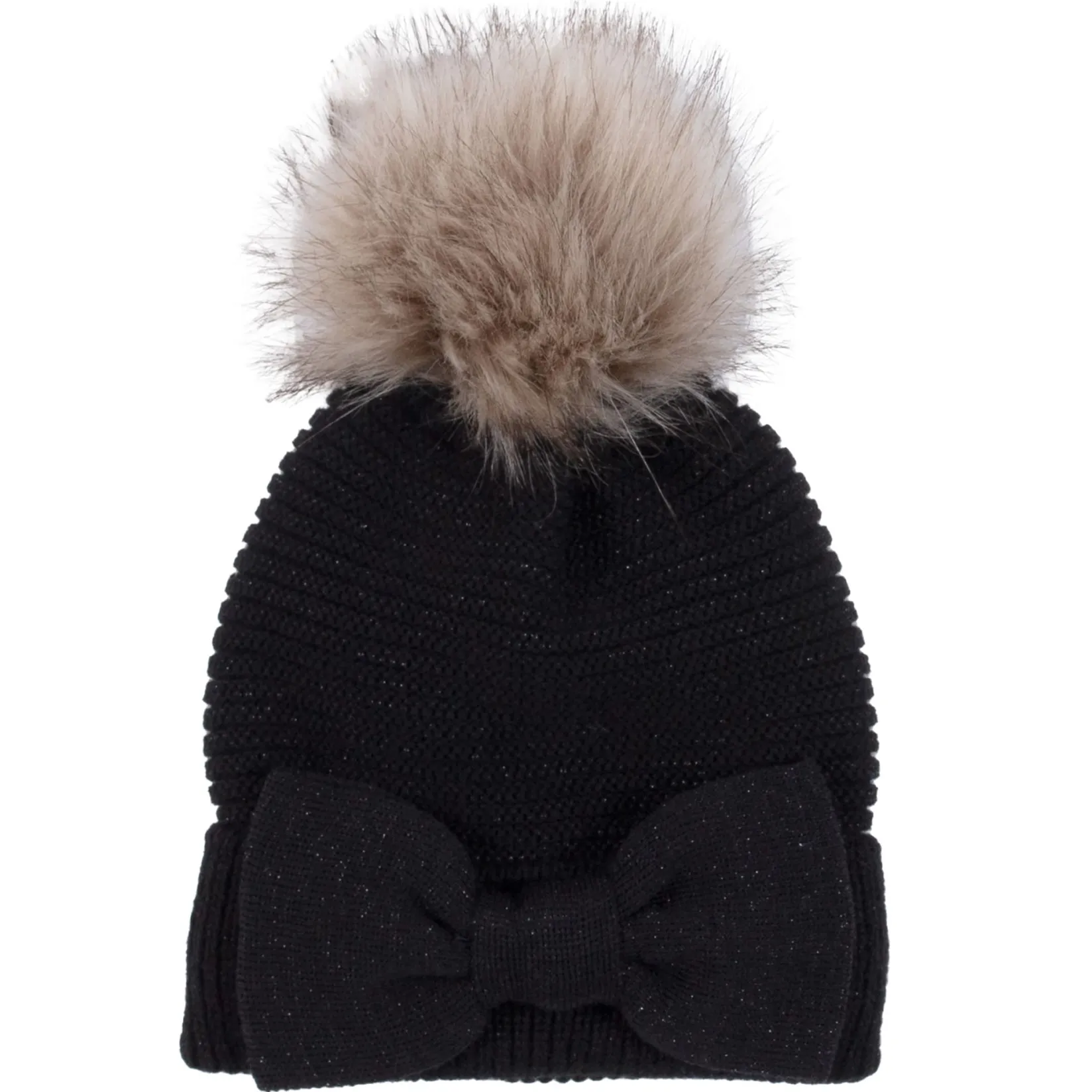 Beanies>Nano Bow Knit Beanie 2-6 Black