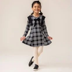 Dresses & Rompers>Nano Bow Plaid Dress 2-12 Black
