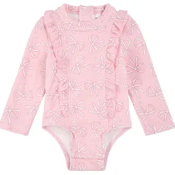 Swimsuits>Petit Lem Bows Long Sleeve UV Swimsuit 0-24m Pink