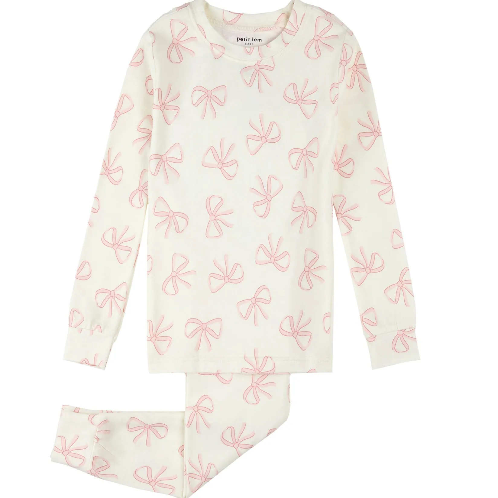 Pajamas & Bathrobes>Petit Lem Bows Pajamas 8-12 Beige